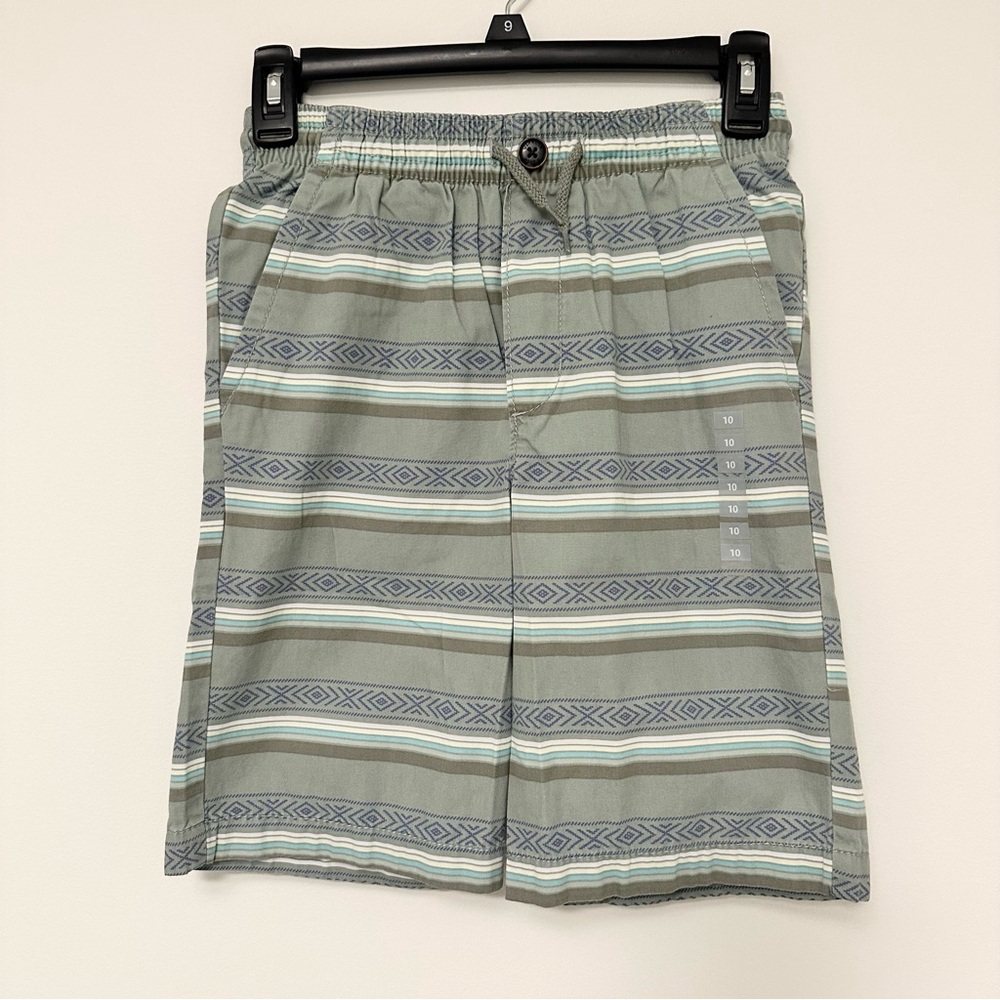 NWT Boys OshKosh B'gosh Gray and Blue Striped Geometric Shorts Size 10 NEW